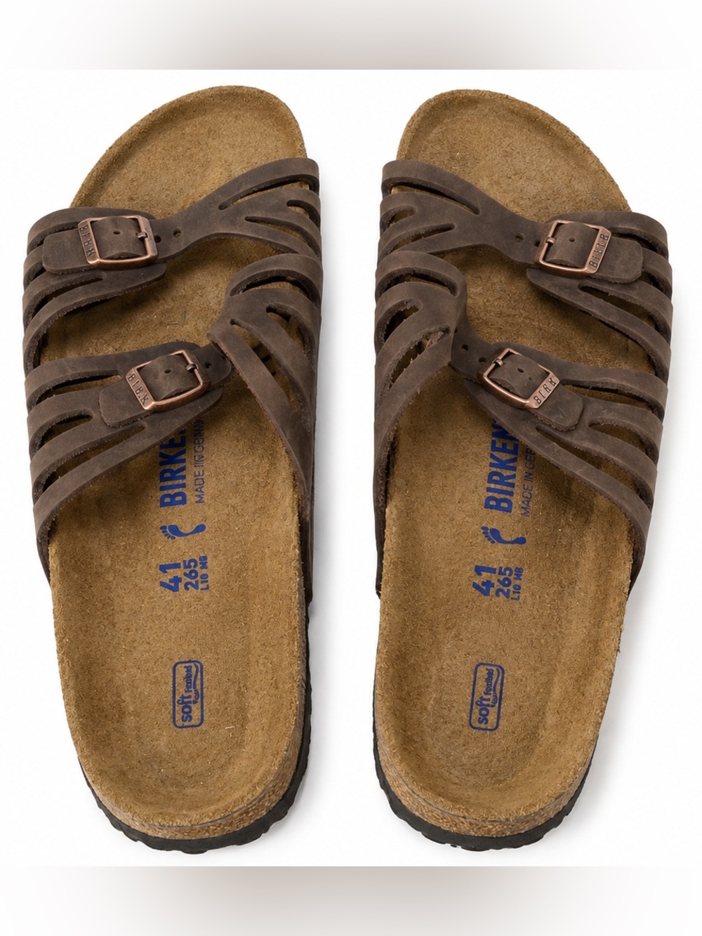 Birkenstock Granada Soft Brown Oiled Leather Sandals EU41, US L10, M8